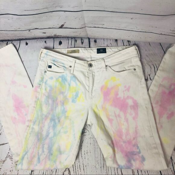 AG Adriano Goldschmied Painted White The Prima Mid Rise Cigarette Denim Jeans 28 - Picture 11 of 12
